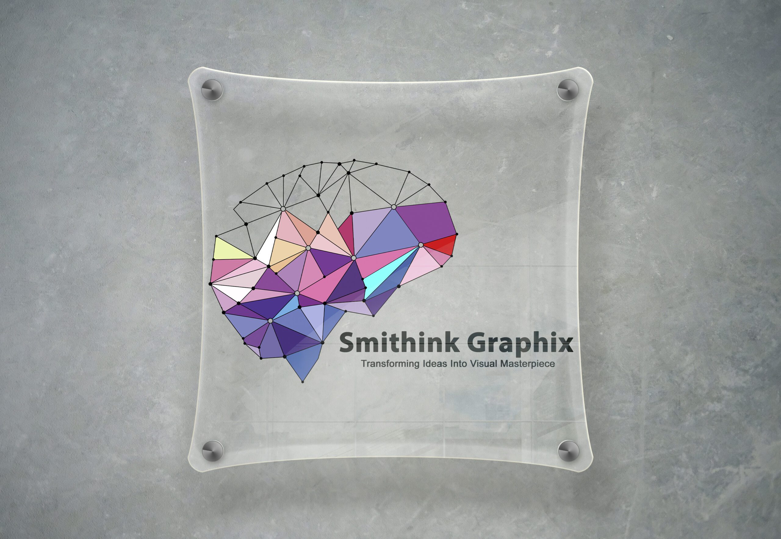Transparent Glass Plate Sign Mockup by GraphicsFamily